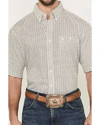Wrangler Men's Geo Print Short Sleeve Button-Down Stretch Western Shirt