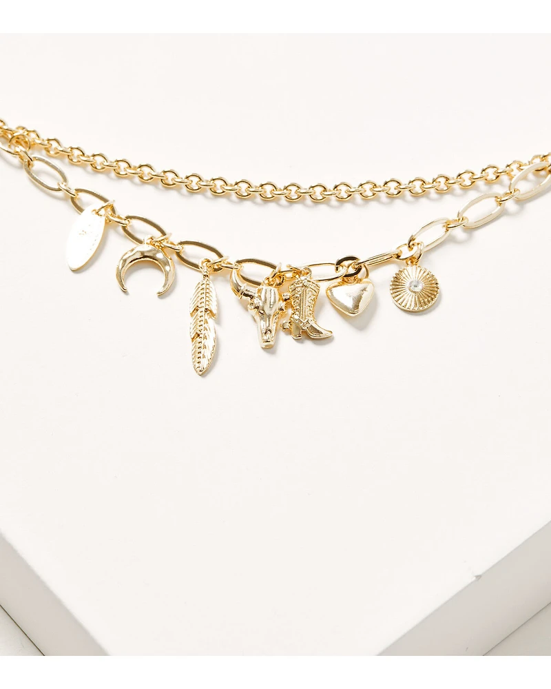 Shyanne Women's Golden Charm Layered Necklace