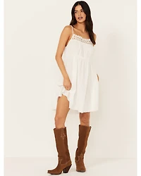 Beyond The Radar Women's Crochet Trim Mini Dress
