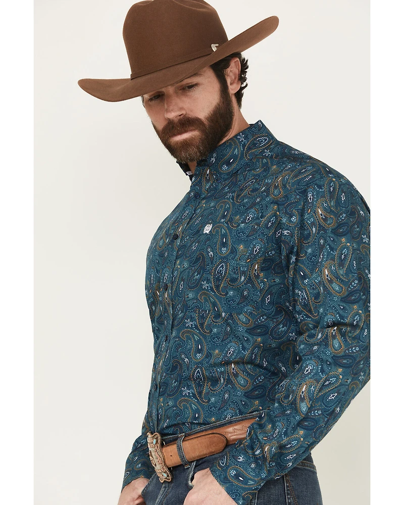 Cinch Men's Paisley Print Long Sleeve Button-Down Western Shirt