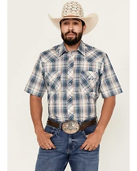 Roper Men's Medium Plaid Print Short Sleeve Pearl Snap Western Shirt