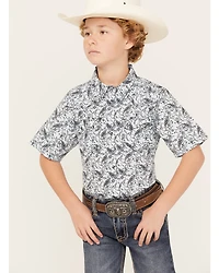 Cody James Boys' Paisley Print Short Sleeve Snap Western Shirt