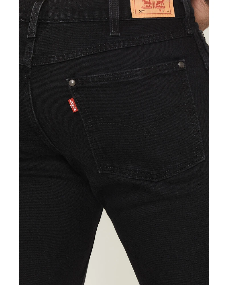 Levi’s Men’s 557 Run The Road Rinse Black Western Straight Denim Jeans