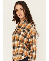 Cleo + Wolf Women's Christian Plaid Print Embroidered Long Sleeve Button-Down Western Shirt