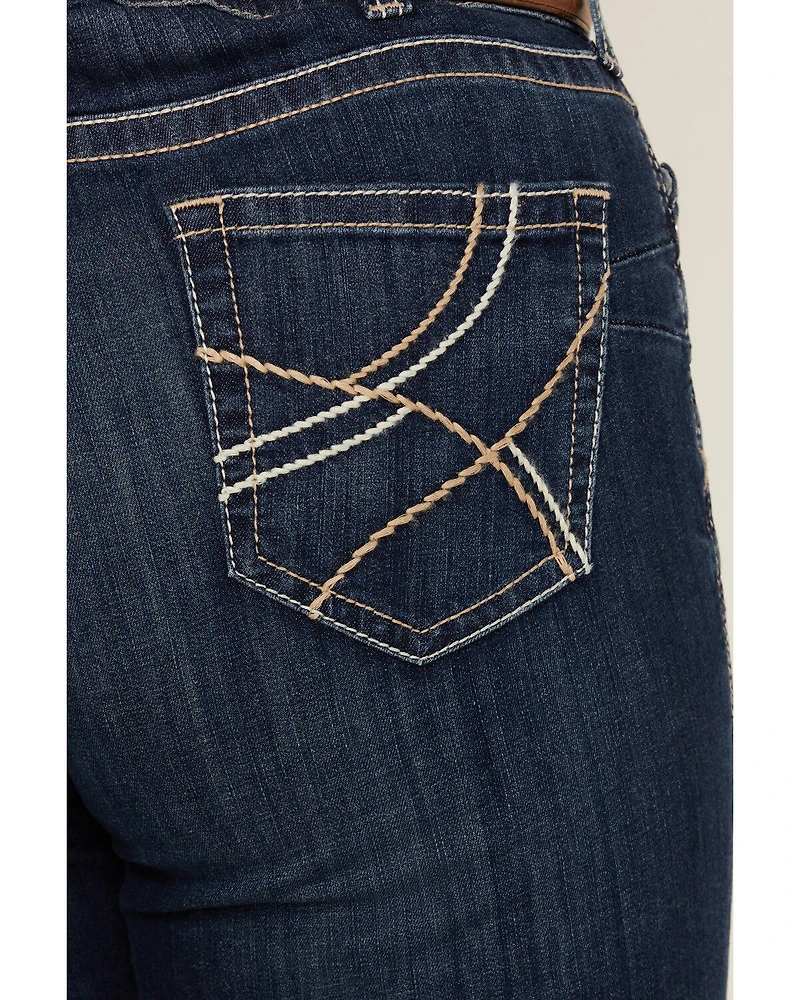 Ariat Women's Dark Wash Mid Rise Everlee Stretch Straight Jeans - Plus