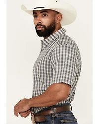 Cody James Men's Plaid Print Short Sleeve Button-Down Stretch Western Shirt