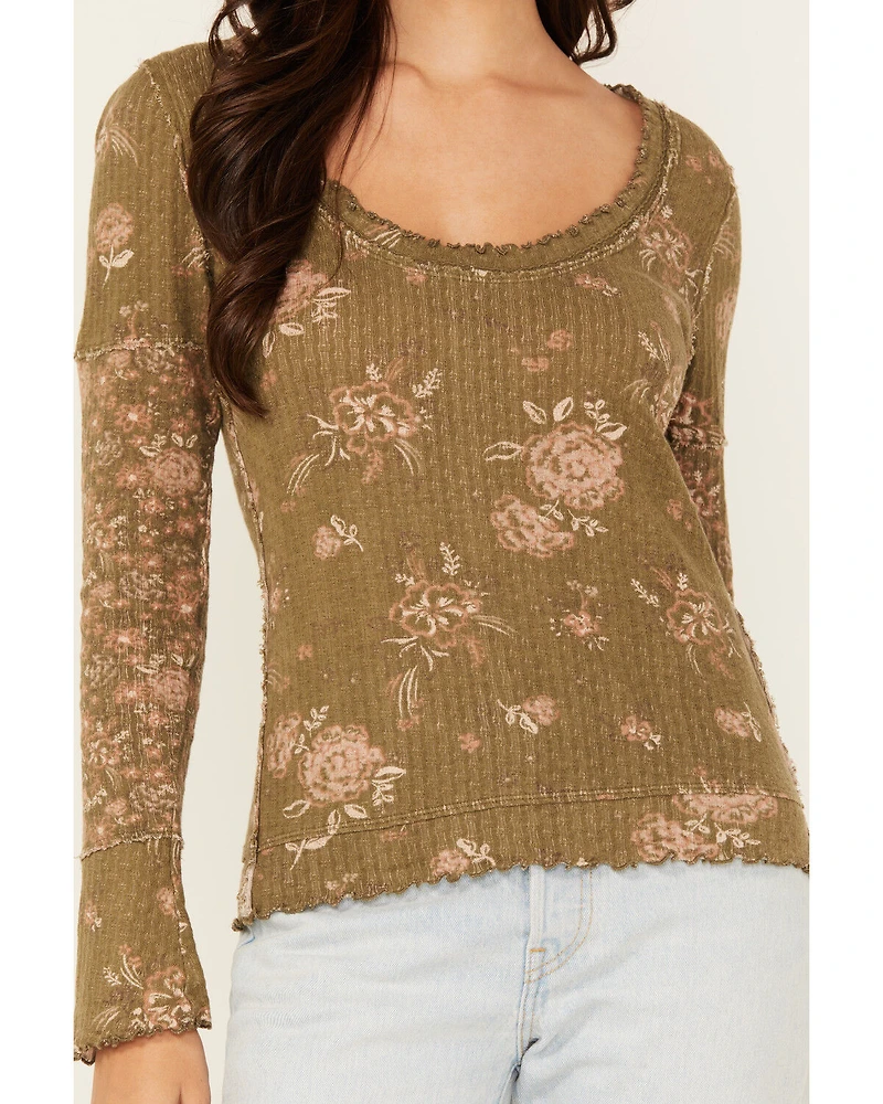Free People Women's Clover Printed Thermal Long Sleeve Shirt