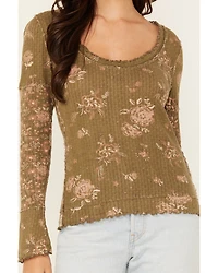 Free People Women's Clover Printed Thermal Long Sleeve Shirt