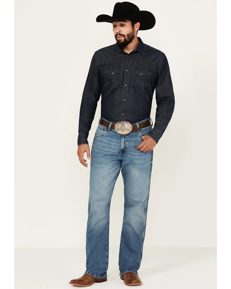 Wrangler Retro Men's Medium Wash Andalusian Relaxed Bootcut Stretch Denim Jeans