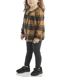 Carhartt Toddler Girls' Plaid Print Long Sleeve Button-Down Shirt And Leggings Set - 2 Piece