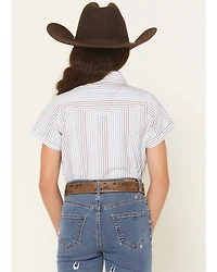 Ely Walker Girls' Flower Yoke Sleeveless Snap Western Shirt