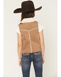 Shyanne Girls' Sherpa Lined Concho Closure Faux Suede Vest