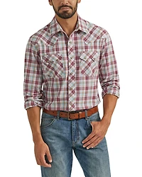 Wrangler Retro Men's Plaid Print Long Sleeve Snap Western Shirt