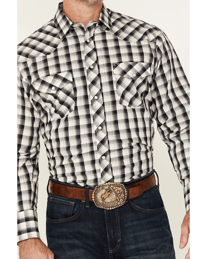 Roper Men's Plaid Print Long Sleeve Snap Stretch Western Shirt