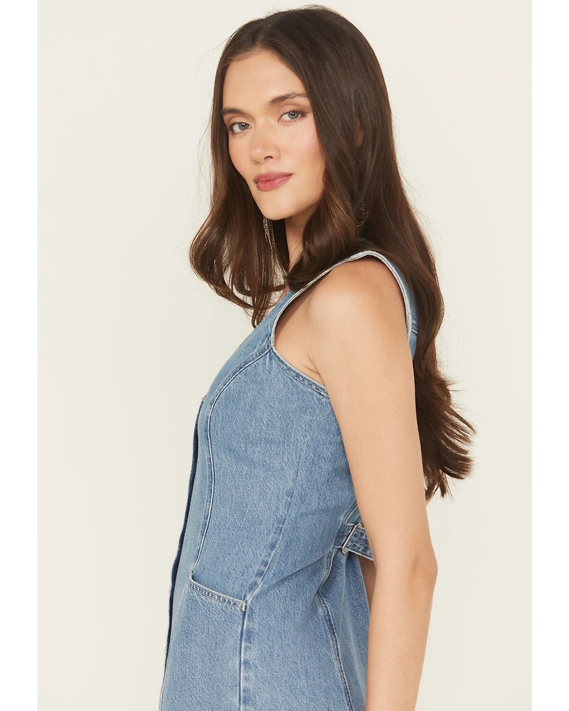 Levi's Women's Light Wash Vianna Sleeveless Button-Down Denim Dress