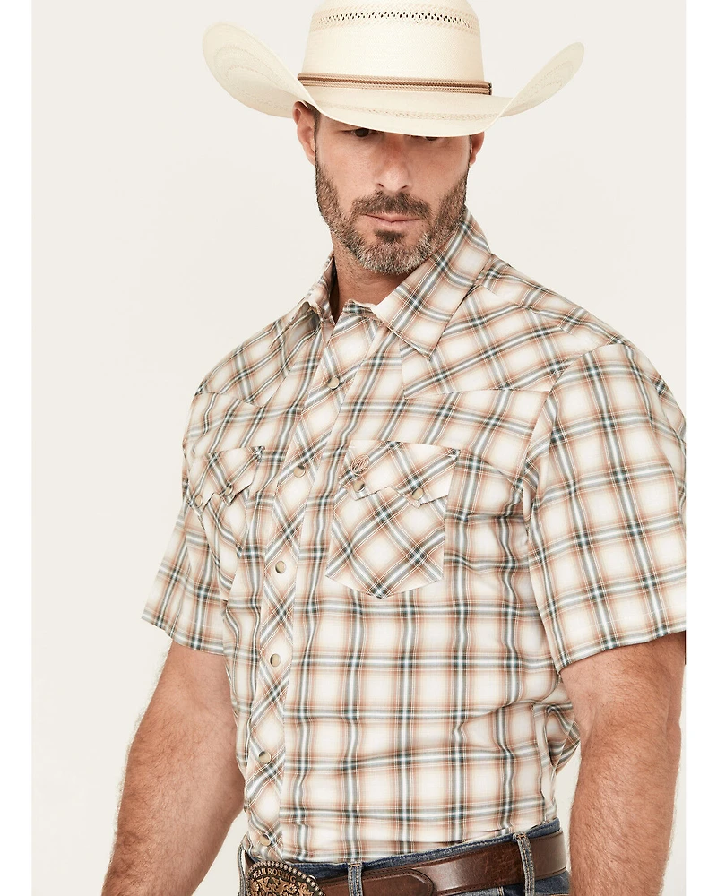 Wrangler Retro Men's Plaid Print Short Sleeve Snap Western Shirt