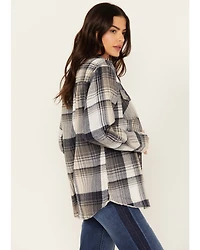Pacific Teaze Women's Plaid Print Sherpa Lined Shacket