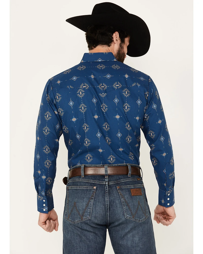 Ely Walker Men's Southwestern Print Long Sleeve Pearl Snap Western Shirt