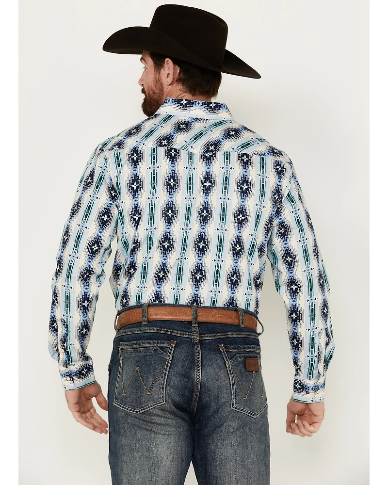 Panhandle Men's Southwestern Print Long Sleeve Pearl Snap Western Shirt