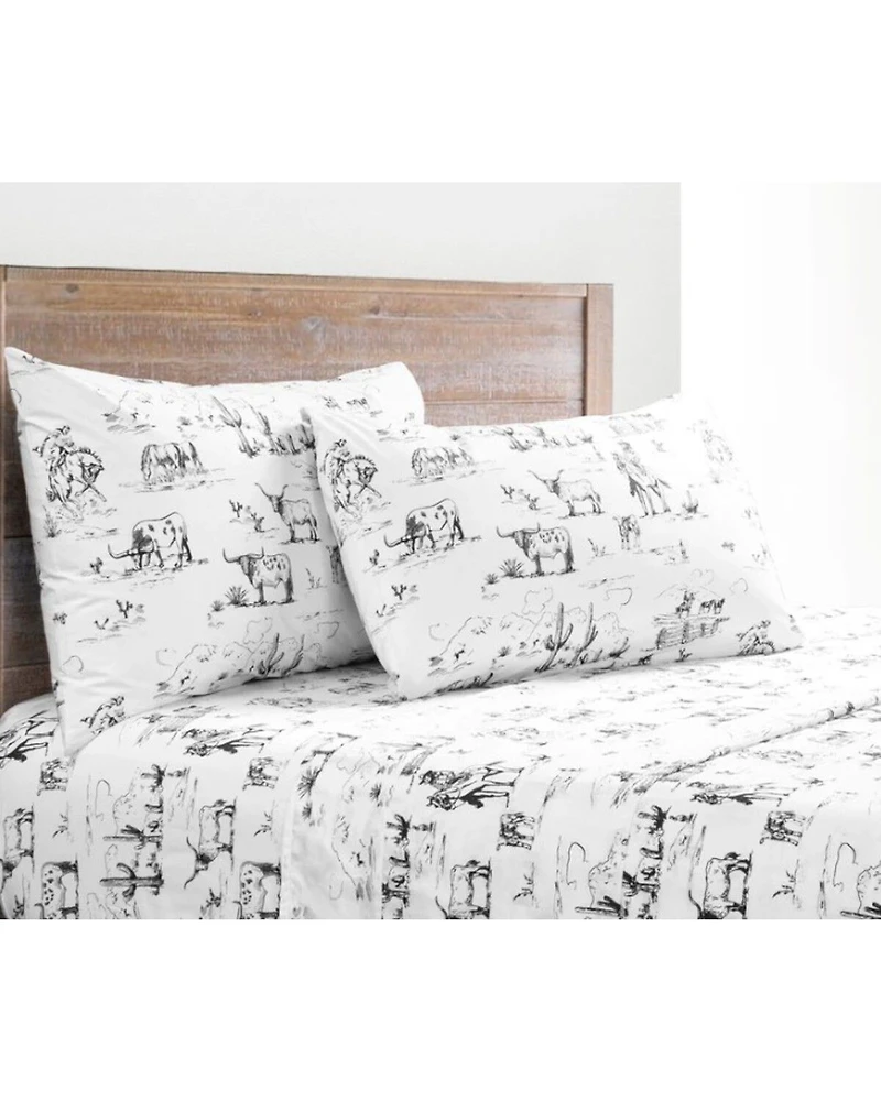 HiEnd Accents 200TC Cotton Ranch Life 4 Piece Sheet Set