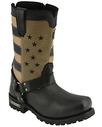 Milwaukee Leather Men's Stars And Stripes Motorcycle Harness Boots - Square Toe