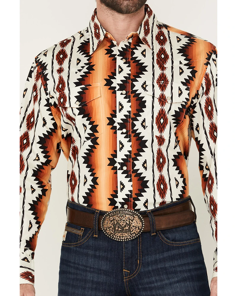 Wrangler Men's Checotah Southwestern Print Long Sleeve Snap Western Shirt