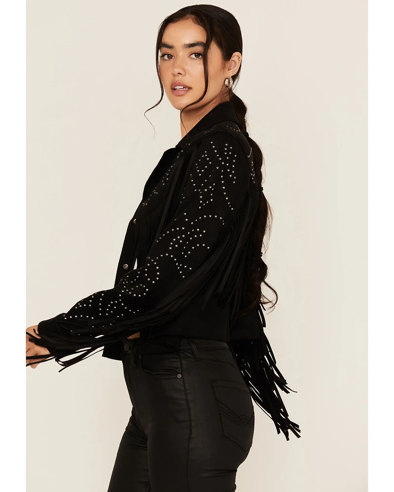 Idyllwind Women's Blair Fringe and Studded Faux Suede Snap Jacket