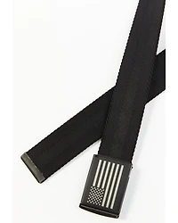 Brothers and Sons Men's Antique Flag Plaque Buckle Nylon Belt