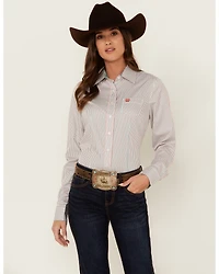 Cinch Women's Striped Long Sleeve Button-Down Western Shirt