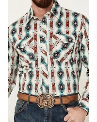 Panhandle Select Men's Southwestern Print Long Sleeve Snap Western Shirt
