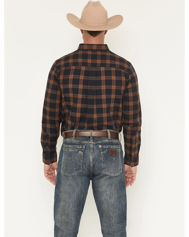 Cody James Men's Rodeo Frontier Plaid Print Long Sleeve Button-Down Stretch Western Shirt