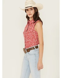 Wrangler Retro Women's Boot Barn Exclusive Paisley Print Sleeveless Pearl Snap Western Shirt