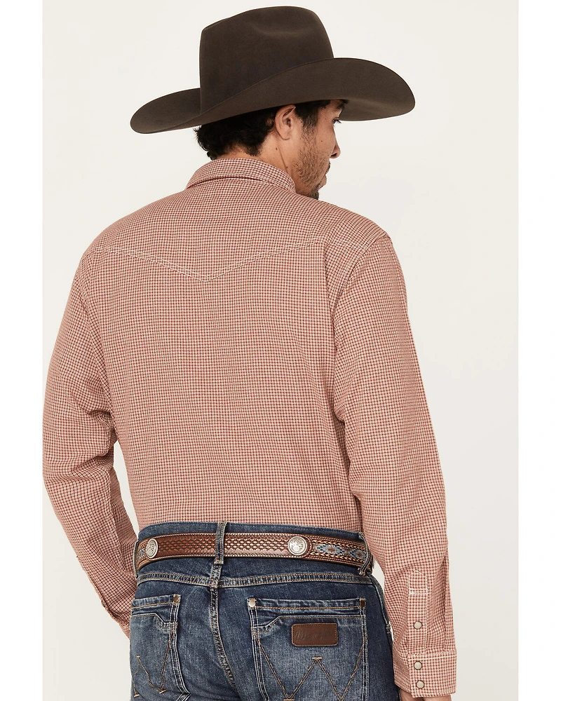 Blue Ranchwear Men's Plaid Print Long Sleeve Western Pearl Snap Shirt