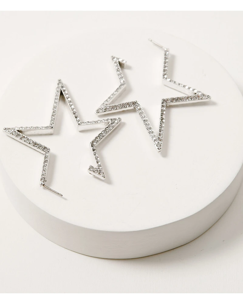 Lainey Wilson Women's Bell Bottom Charm Star Hoop Earrings