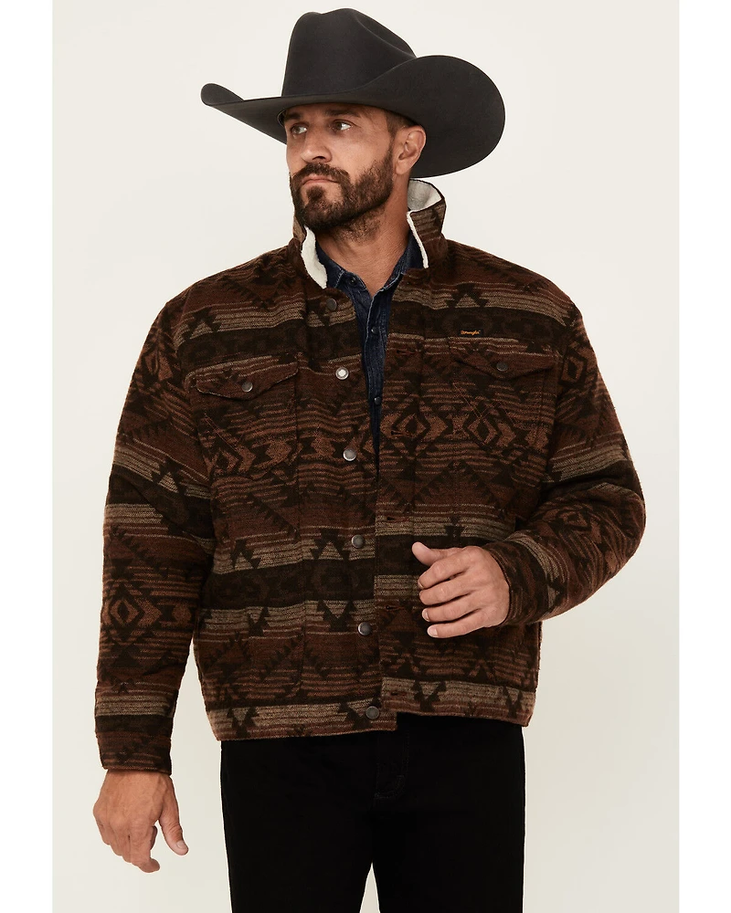 Wrangler Men's Southwestern Print Sherpa Lined Jacket