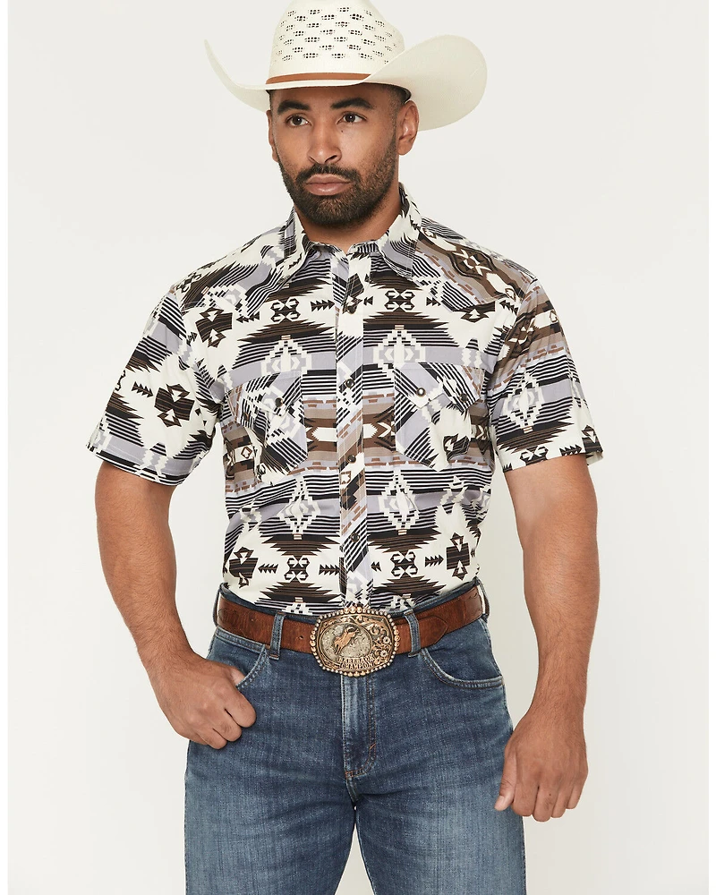 Rock & Roll Denim Men's Dale Brisby Southwestern Print Short Sleeve Snap Stretch Western Shirt