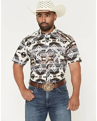 Rock & Roll Denim Men's Dale Brisby Southwestern Print Short Sleeve Snap Stretch Western Shirt