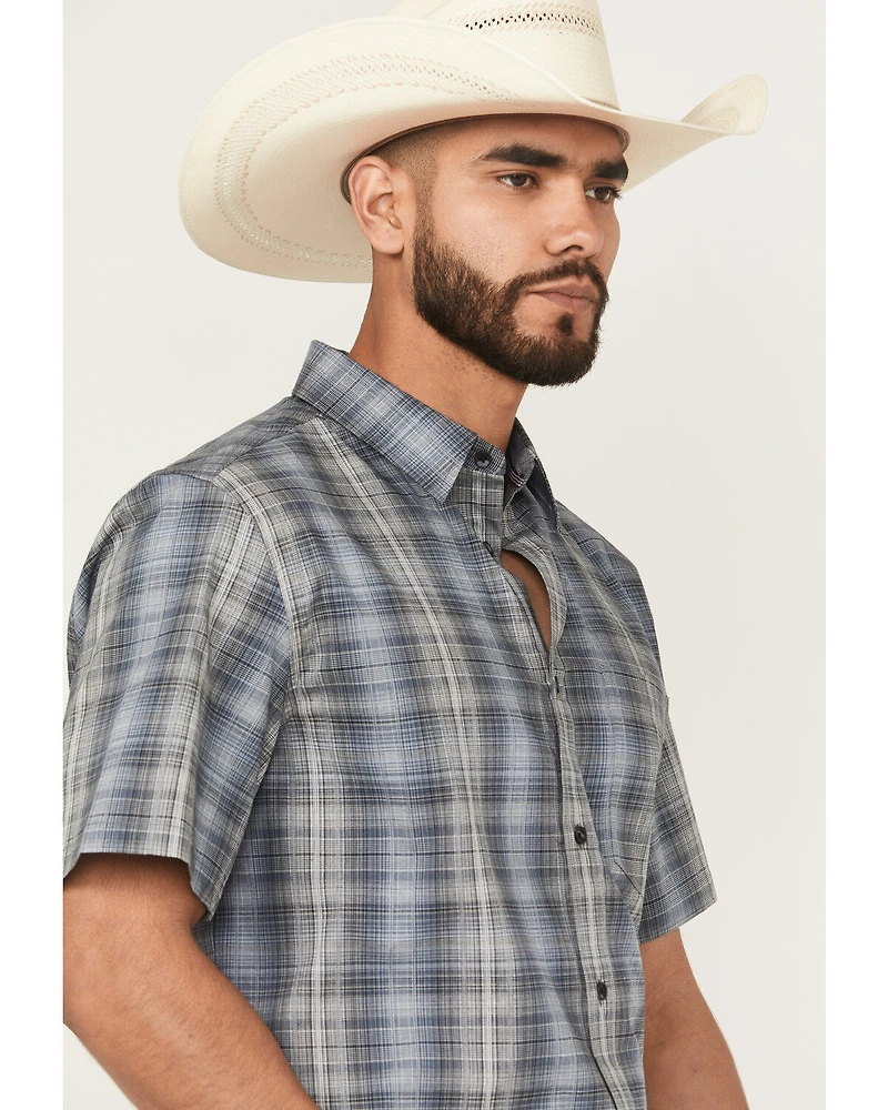 Cody James Men's Nevada Plaid Print Short Sleeve Button-Down Stretch Western Shirt