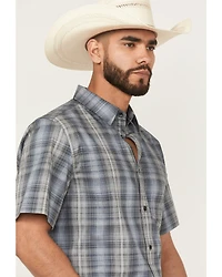 Cody James Men's Nevada Plaid Print Short Sleeve Button-Down Stretch Western Shirt
