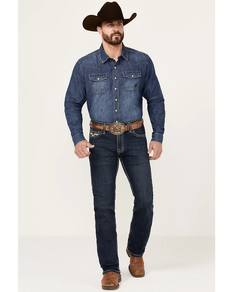 Rock & Roll Denim Men's Revolver Dark Vintage Wash Slim Straight Stretch Jeans