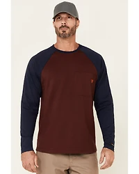 Hawx Men's Dark Red Original Baseball Crew Long Sleeve Work T-Shirt