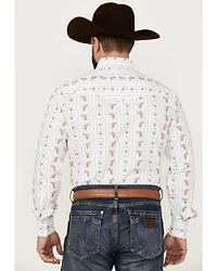 Ely Walker Men's Floral Striped Long Sleeve Pearl Snap Western Shirt