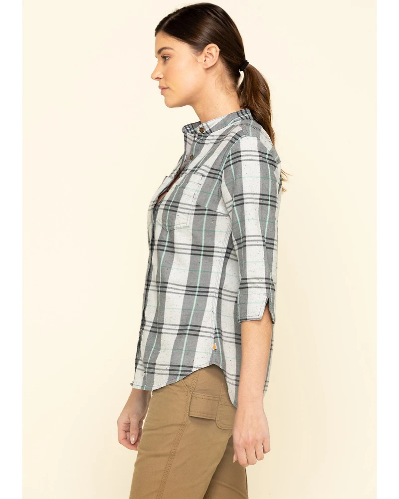 Carhartt Women's Twilight Relaxed 3/4 Sleeve Plaid Shirt
