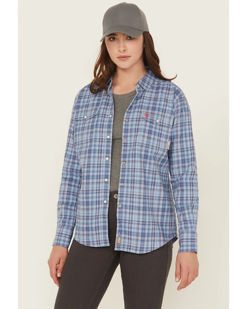 Ariat Women's FR Laurel Plaid Print Long Sleeve Snap Work Shirt