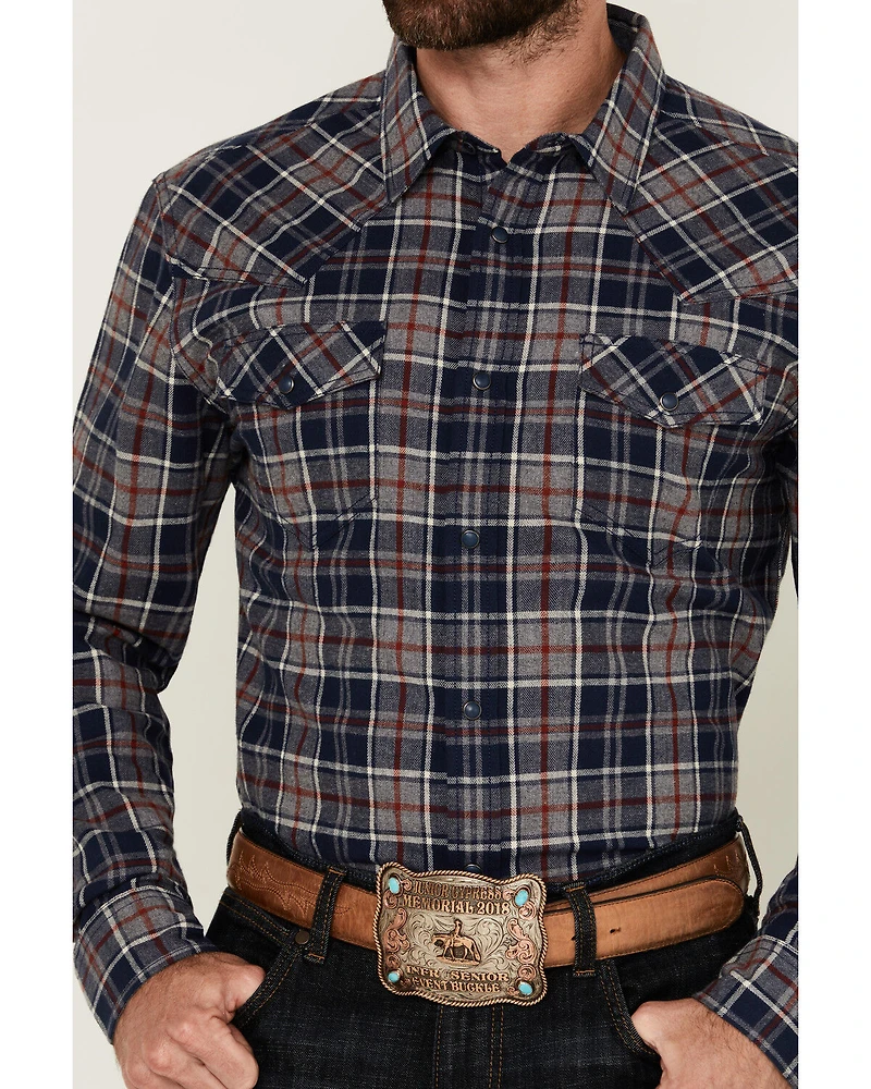 Cody James Men's Poker Plaid Print Long Sleeve Snap Western Shirt - Tall