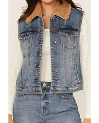 Shyanne Women's Ottawa Medium Wash Sherpa Lined Denim Vest