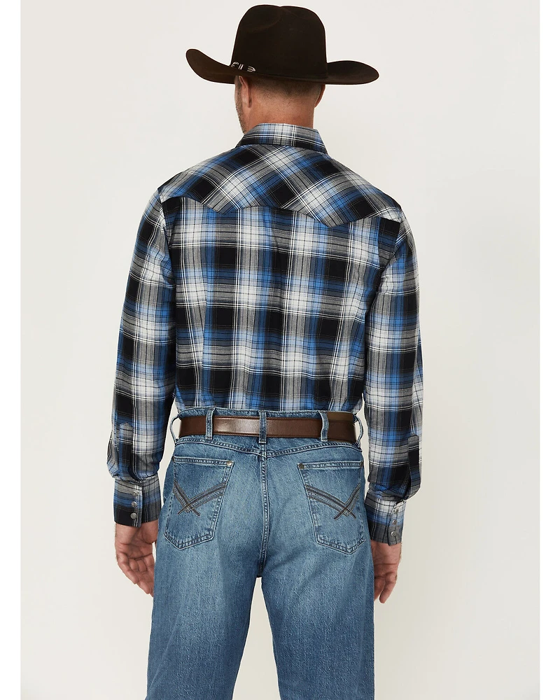 Wrangler Retro Men's Plaid Print Long Sleeve Snap Western Shirt