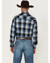 Wrangler Retro Men's Plaid Print Long Sleeve Snap Western Shirt