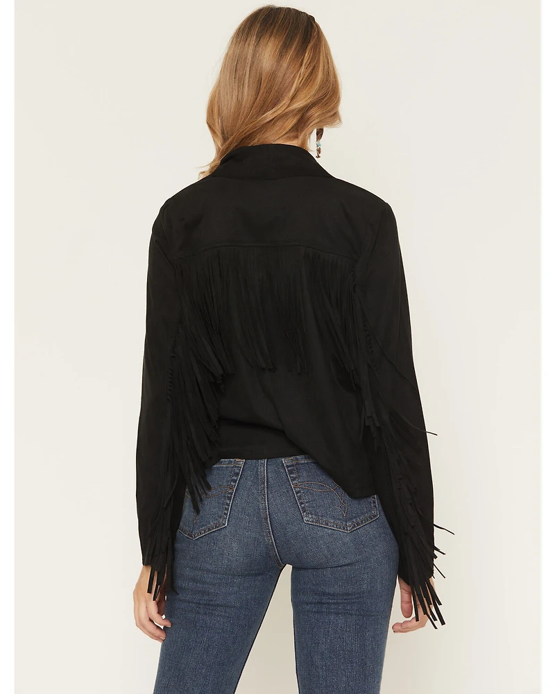 Shyanne Women's Cascade Front Fringe Faux Suede Jacket