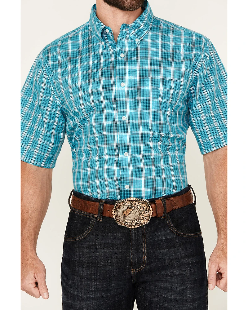 Wrangler Riata Men's Boot Barn Exclusive Assorted Plaid Print Short Sleeve Button-Down Stretch Western Shirt